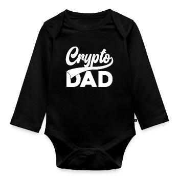 Crypto Dad Script Logo - Organic Longsleeve Baby Bodysuit - black - Front
