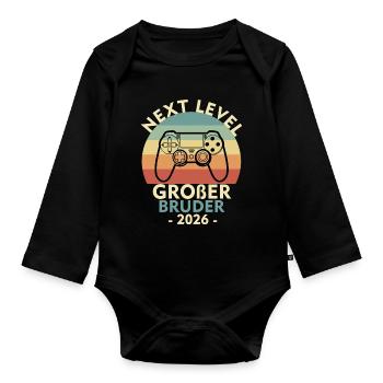Next Level Großer Bruder Loading 2026 Geschwister - Baby Bio-Langarm-Body - Schwarz - Vorne