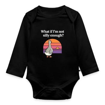 Was, wenn ich nicht albern genug bin, lustige Gans-Retro - Baby Bio-Langarm-Body - Schwarz - Vorne