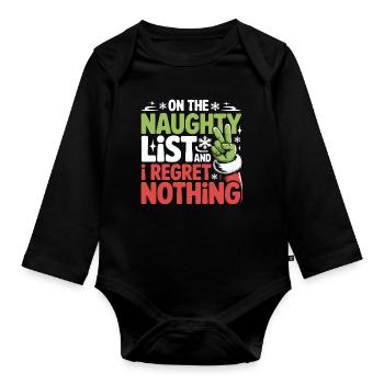 Liste de coquins drôles Regret Rien de Noël - Body Bébé bio manches longues - noir - Devant