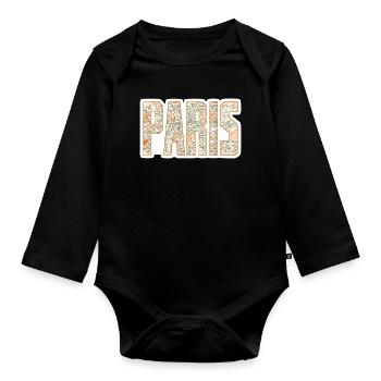 Paris Stadtplan - Baby Bio-Langarm-Body - Schwarz - Vorne