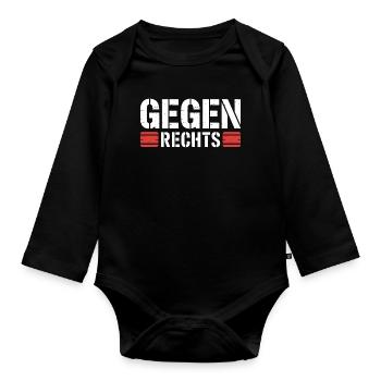 Contre la droite - Slogan drôle Antifa - Body Bébé bio manches longues - noir - Devant