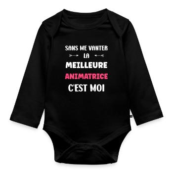 animatrice - Body Bébé bio manches longues - noir - Devant