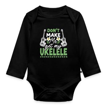 Ukulélé hawaïen Ukulélé Ne Me Oblige Pas - Body Bébé bio manches longues - noir - Devant