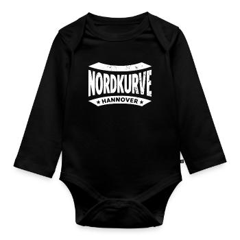 Hannover Nordkurve Hoodie, Shirt, Tasse, Socken - Baby Bio-Langarm-Body - Schwarz - Vorne