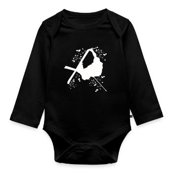 Alpine skiing Winter sports Nordic skiing - Organic Longsleeve Baby Bodysuit - black - Front
