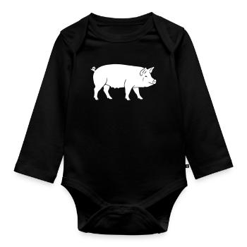 Pig Silhouette Farm Clean Vector - Organic Longsleeve Baby Bodysuit - black - Front