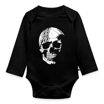 Skull with Celtic knot - Organic Longsleeve Baby Bodysuit - black - Front