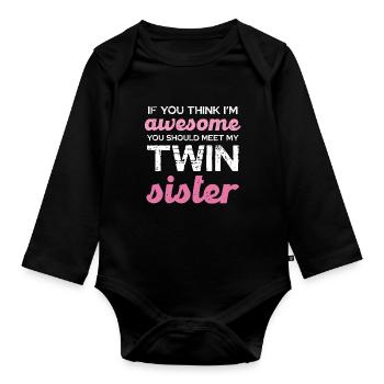 Sœur jumelle qui dit T-shirt - Body Bébé bio manches longues - noir - Devant