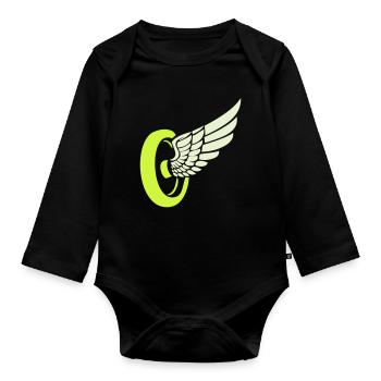 Wheel Wing - Organic Longsleeve Baby Bodysuit - black - Front