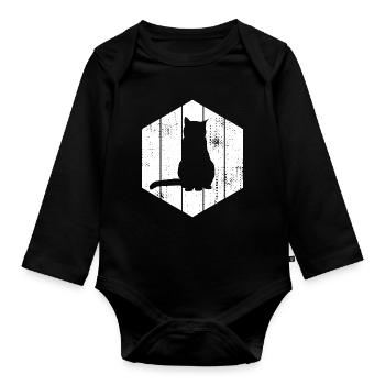 Cat Sketch - Organic Longsleeve Baby Bodysuit - black - Front