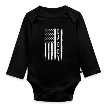 Papa Drapeau des États-Unis Père patriotique Amérique - Body Bébé bio manches longues - noir - Devant
