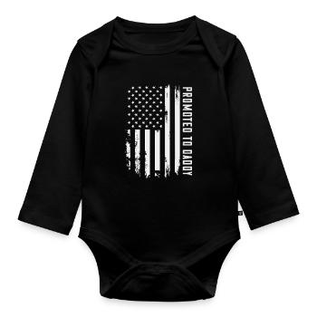 Promu Papa Père Fier du drapeau américain - Body Bébé bio manches longues - noir - Devant