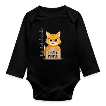 Griesgrämige Katze I Hate People Polizeifoto - Body Bébé bio manches longues - noir - Devant