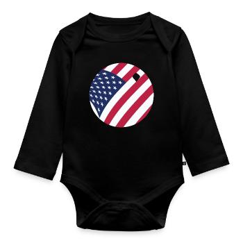 USA Flag Ping Pong Ball Patriotic Table Tennis - Organic Longsleeve Baby Bodysuit - black - Front