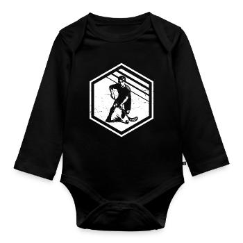 Floorball style for every occasion - Organic Longsleeve Baby Bodysuit - black - Front