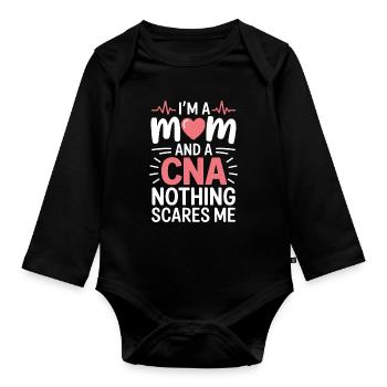 Pflegekraft Spruch Lustiges Pflegekraft Geschenk - Baby Bio-Langarm-Body - Schwarz - Vorne