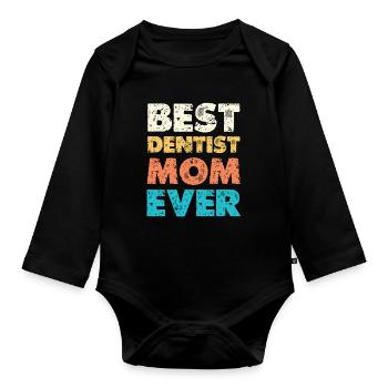 Beste Zahnärztin Mama - Baby Bio-Langarm-Body - Schwarz - Vorne