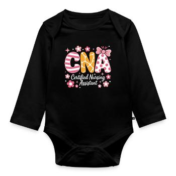 Pflegekraft Spruch Lustiges Pflegekraft Geschenk - Baby Bio-Langarm-Body - Schwarz - Vorne