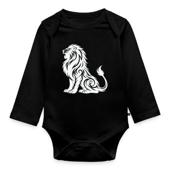 Tribal Lion Silhouette - Body Bébé bio manches longues - noir - Devant