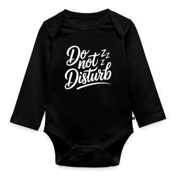 Do Not Disturb Sloth Anti Social - Organic Longsleeve Baby Bodysuit - black - Front