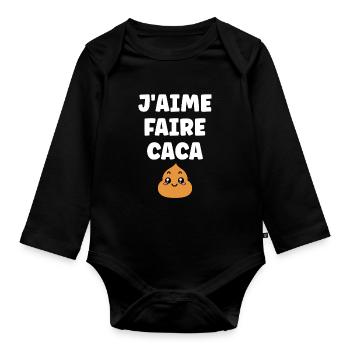 caca - Body Bébé bio manches longues - noir - Devant