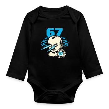 67 Six Seven 6-7 Meme Gen Alpha - Organic Longsleeve Baby Bodysuit - black - Front