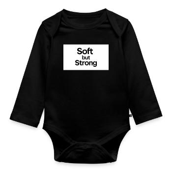 minimalist_typography_t-shirt_design-_black_tex - Body Bébé bio manches longues - noir - Devant