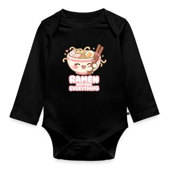 i love ramen - Organic Longsleeve Baby Bodysuit - black - Front