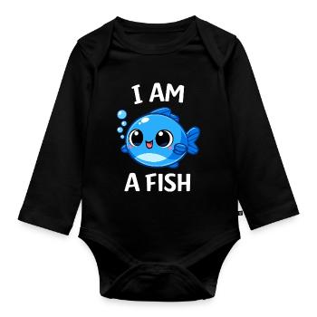 Fish Costume Sea Animal Blue Fish Carnival - Organic Longsleeve Baby Bodysuit - black - Front