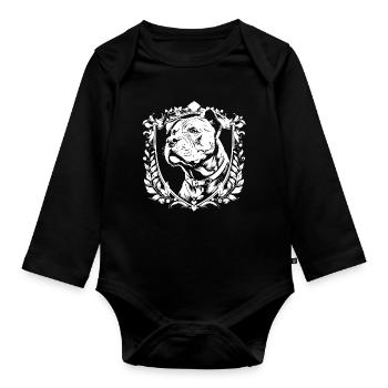 Blason Bouledogue - Body Bébé bio manches longues - noir - Devant