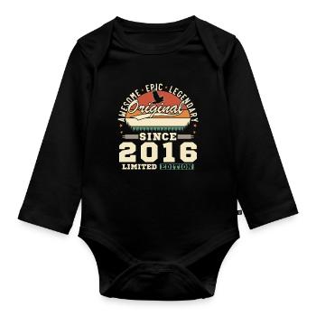 2016 Vintage Rétro Cadeau d’anniversaire - Body Bébé bio manches longues - noir - Devant
