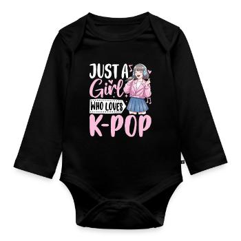 Une fille qui adore la K-Pop - Body Bébé bio manches longues - noir - Devant