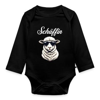 Schäffin – Die lässige Chefin im Wolle-Look - Organic Longsleeve Baby Bodysuit - black - Front