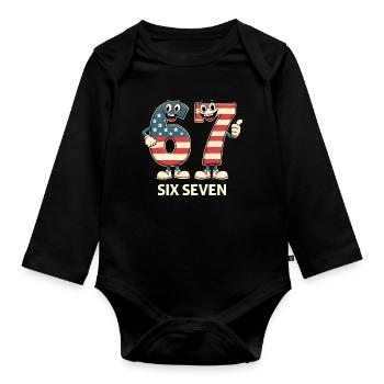 US Flag 67 Memes Six Seven - Organic Longsleeve Baby Bodysuit - black - Front