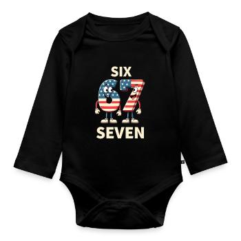 US Flag 67 Memes Six Seven - Organic Longsleeve Baby Bodysuit - black - Front