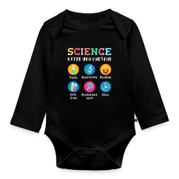 La science suscite la curiosité - Body Bébé bio manches longues - noir - Devant