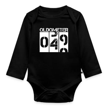 Oldometer 49 bis 50 Lustige 50. Geburtstagskunst - Baby Bio-Langarm-Body - Schwarz - Vorne