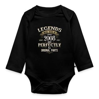 18th Birthday Legend January 2008 - Organic Longsleeve Baby Bodysuit - black - Front