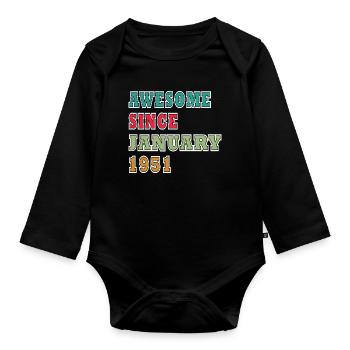 Vintage 1951 Anniversary Print - Organic Longsleeve Baby Bodysuit - black - Front