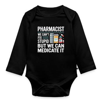 Pharma Humor Medicate It - Baby Bio-Langarm-Body - Schwarz - Vorne