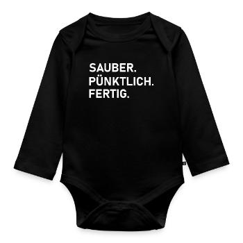 Clean. On time. Professional work. - Organic Longsleeve Baby Bodysuit - black - Front