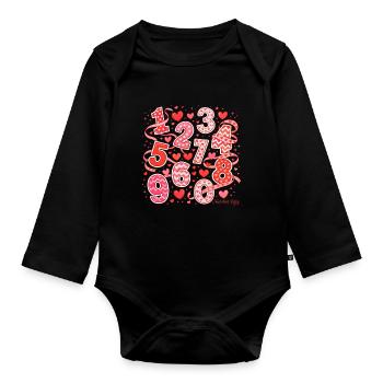 Number Day Hearts Art - Organic Longsleeve Baby Bodysuit - black - Front