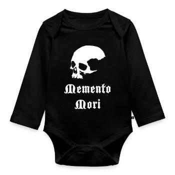 Skull Memento Mori Gothic Print - Organic Longsleeve Baby Bodysuit - black - Front