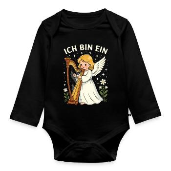 Angel Costume Carnival Girl Angel Harp - Organic Longsleeve Baby Bodysuit - black - Front