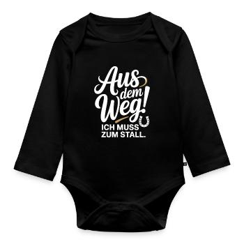 Riding out of the way to the stable horse girl horses - Organic Longsleeve Baby Bodysuit - black - Front
