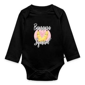 Banana Squad Kawaii - Organic Longsleeve Baby Bodysuit - black - Front