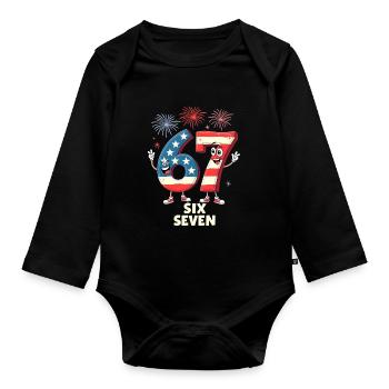 US Flag 67 Memes Six Seven - Organic Longsleeve Baby Bodysuit - black - Front