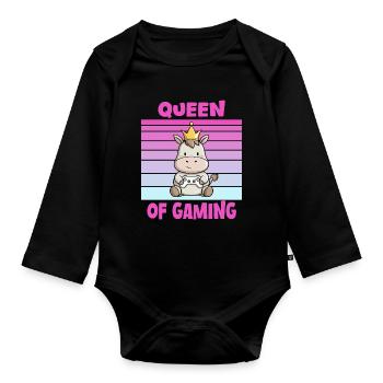 game queen controller - Baby Bio-Langarm-Body - Schwarz - Vorne