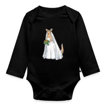 Mariage au bouquet de mariée kangourou - Body Bébé bio manches longues - noir - Devant
